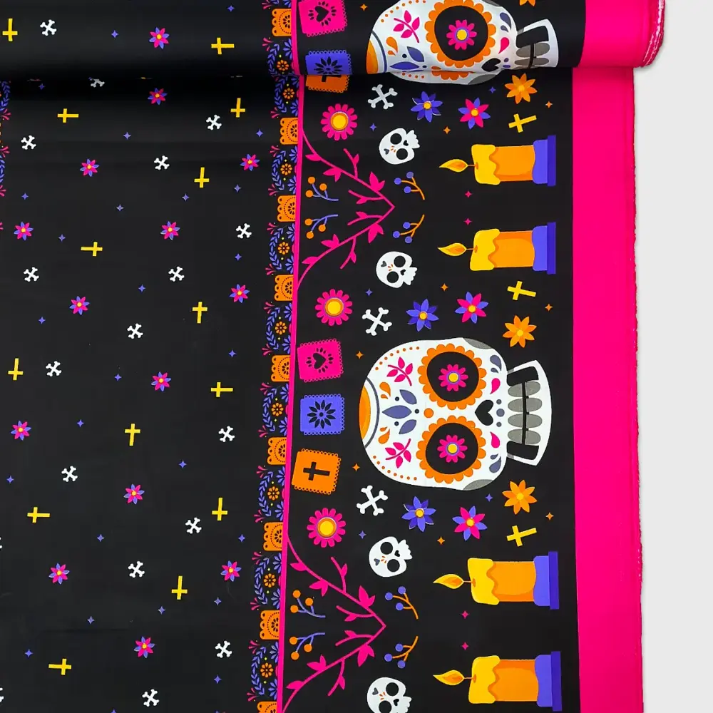 Tela Minimatt "La Muerte Nunca Escucha" 150 cm ancho - Ideal para tu Ofrenda, Altar y Confección, Colección Día de Muertos - Rollo 30 m modatelas 2