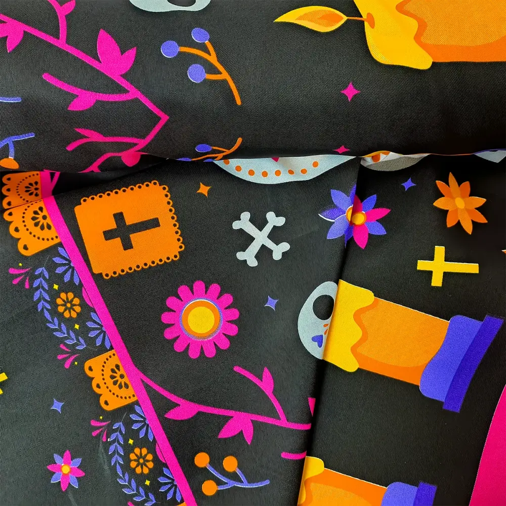 Tela Minimatt "La Muerte Nunca Escucha" 150 cm ancho - Ideal para tu Ofrenda, Altar y Confección, Colección Día de Muertos - Rollo 30 m modatelas 3