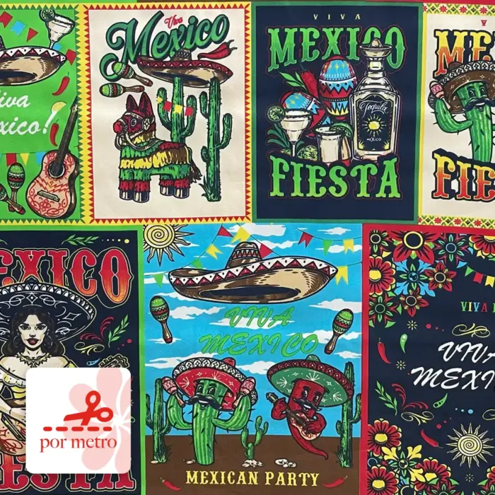 Tela Algodón Candy Patrio Lotería y Tradición 120 cm ancho Precio por metro Modatelas
