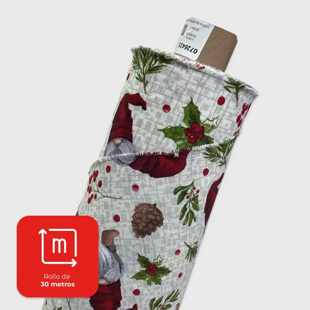 Tela Loneta Navideña "Gnomos de la Nochebuena" Modatelas