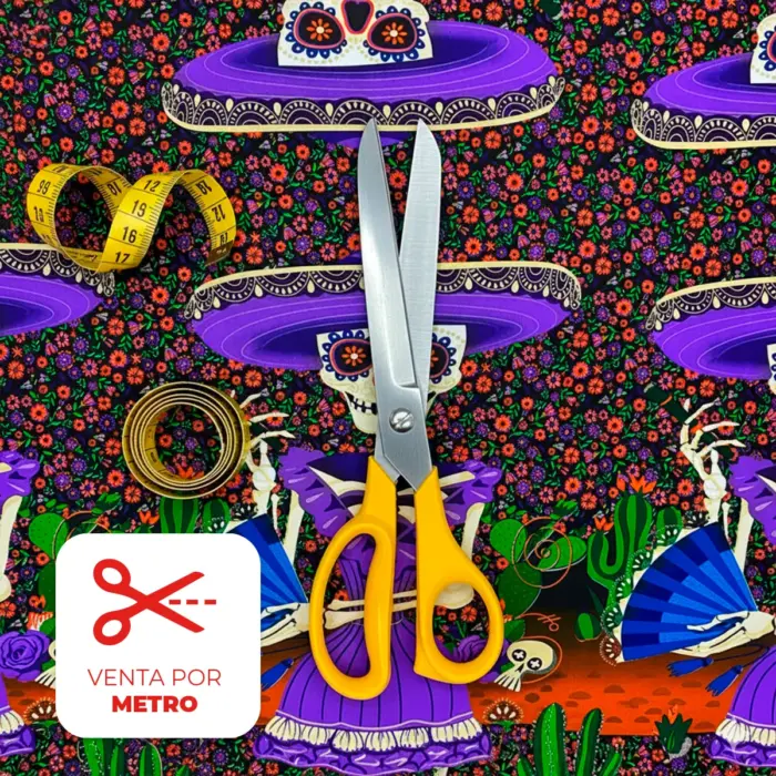Tela Minimatt "Jardín Oscuro de Catrinas" 150 cm ancho - Precio por Metro modatelas