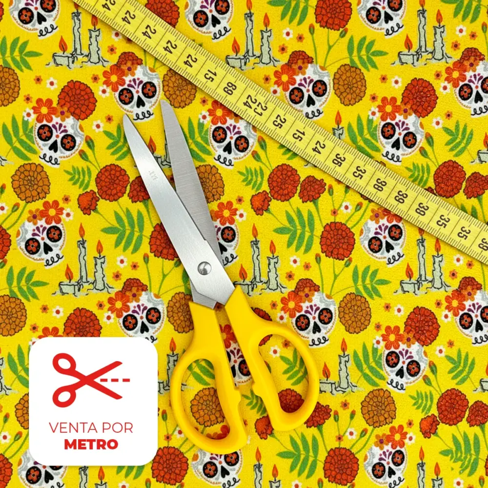 Micro Trapo Halloween Calaveras Sonrientes por metro modatelas
