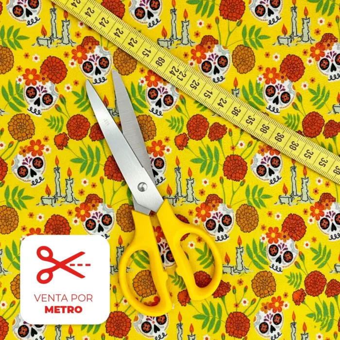 Micro Trapo Halloween Calaveras Sonrientes por metro modatelas