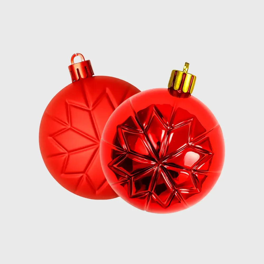 Paquete de 6 Esferas Navideñas Rojas de Plástico – Diseños Surtidos en Acabado Mate y Brillante modatelas 4