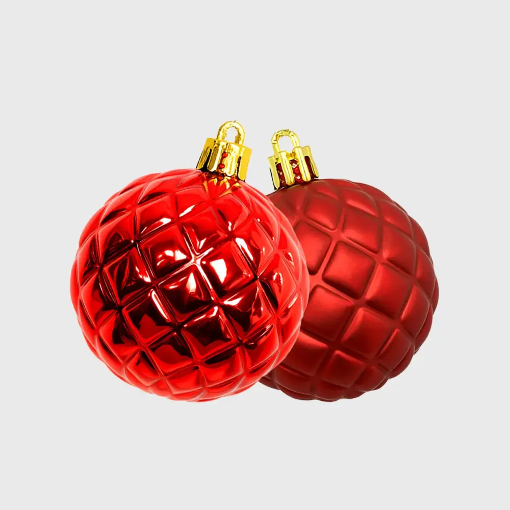 Paquete de 6 Esferas Navideñas Rojas de Plástico – Diseños Surtidos en Acabado Mate y Brillante modatelas 3