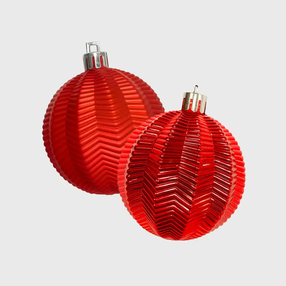 Paquete de 6 Esferas Navideñas Rojas de Plástico – Diseños Surtidos en Acabado Mate y Brillante modatelas 2