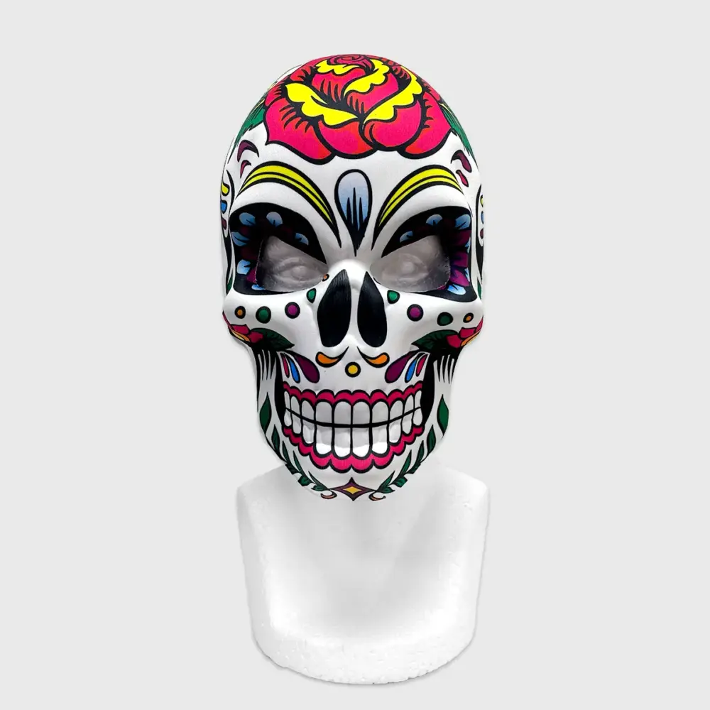 Máscara Calavera Rosa del Recuerdo Día de Muertos 25 x 16 cm – Perfecta para Halloween, Disfraces y Celebrar las Tradiciones modatelas