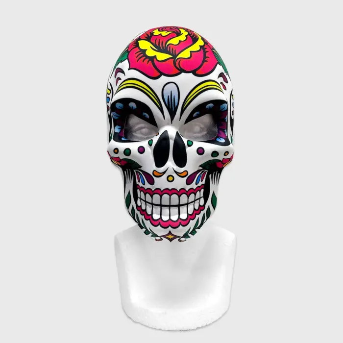 Máscara Calavera Rosa del Recuerdo Día de Muertos 25 x 16 cm – Perfecta para Halloween, Disfraces y Celebrar las Tradiciones modatelas