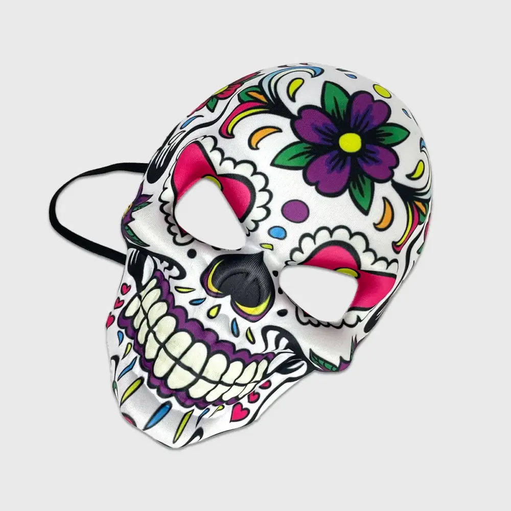Máscara Calavera Floral Rosa Día de Muertos 25 x 16 cm – Perfecta para Halloween, Disfraces y Calaverita modatelas 2