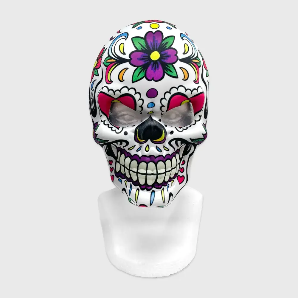 Máscara Calavera Floral Rosa Día de Muertos 25 x 16 cm – Perfecta para Halloween, Disfraces y Calaverita modatelas