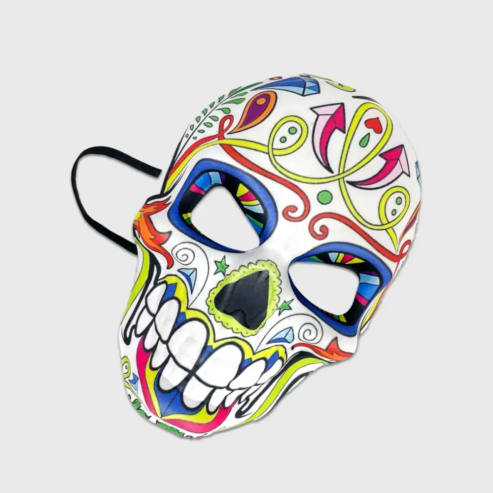 Máscara Calavera Multicolor Día de Muertos 25 x 16 cm – Perfecta para Halloween y Disfraces modatelas 2