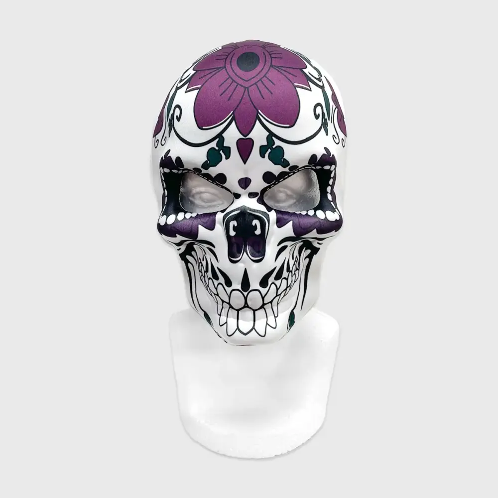 Máscara Calavera Floral Día de Muertos 25 x 16 cm – Ideal para Halloween, Disfraces y Pedir Calaverita modatelas