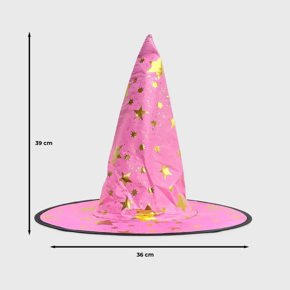 Sombrero de Mago o Bruja Infantil “Hechizo de Estrellas” - Ideal para Disfraces, Halloween y Fiestas Escolares - Rosa 4