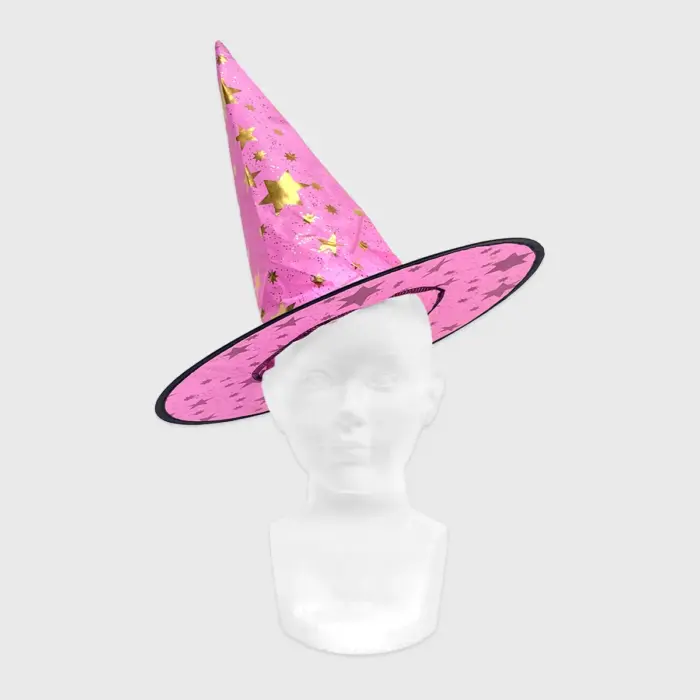 Sombrero de Mago o Bruja Infantil “Hechizo de Estrellas” - Ideal para Disfraces, Halloween y Fiestas Escolares - Rosa