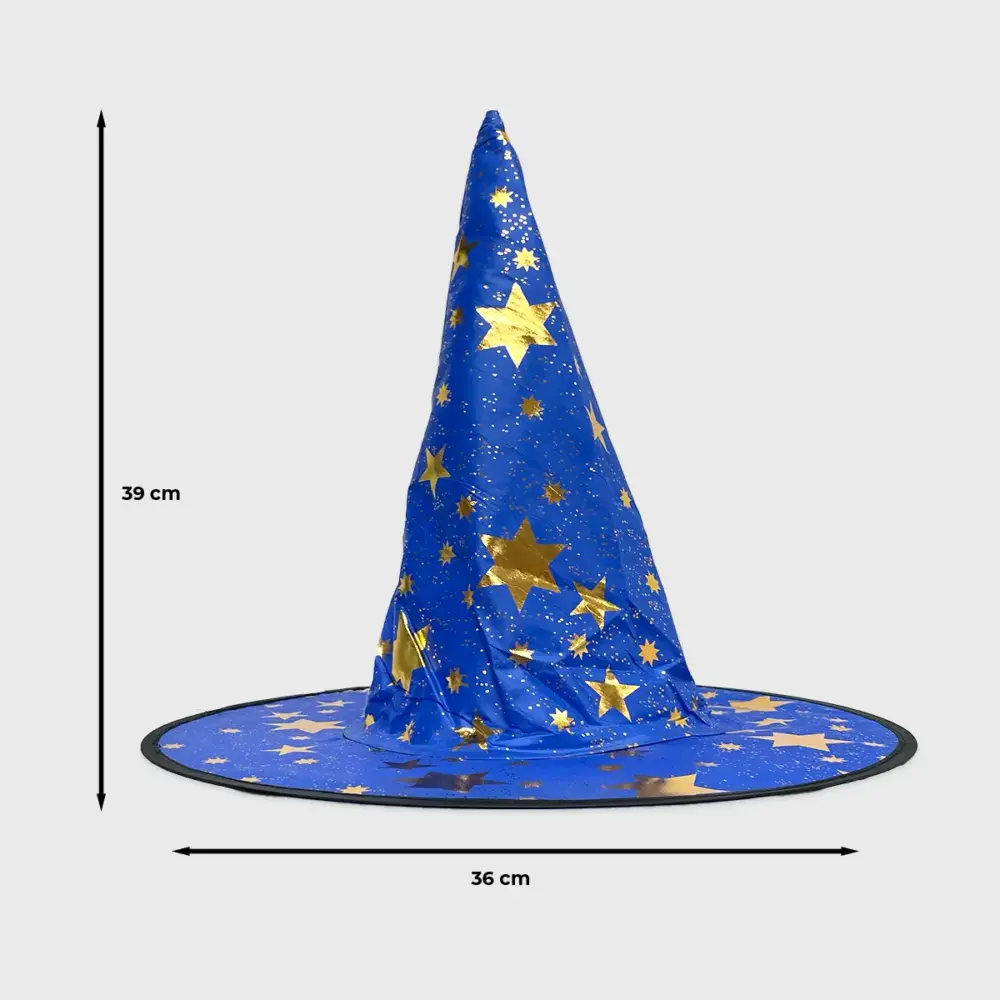 Sombrero de Mago o Bruja Infantil “Hechizo de Estrellas” - Ideal para Disfraces, Halloween y Fiestas Escolares - Azul modatelas 4