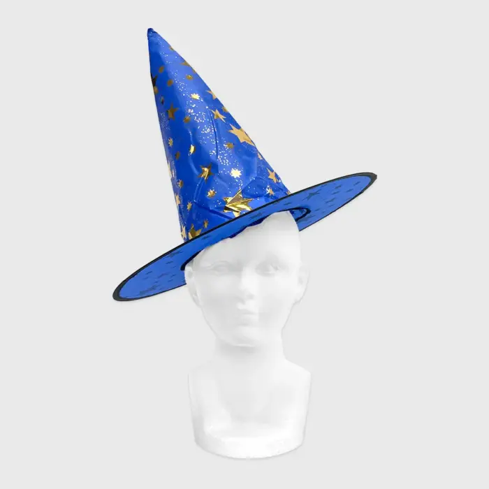 Sombrero de Mago o Bruja Infantil “Hechizo de Estrellas” - Ideal para Disfraces, Halloween y Fiestas Escolares - Azul modatelas