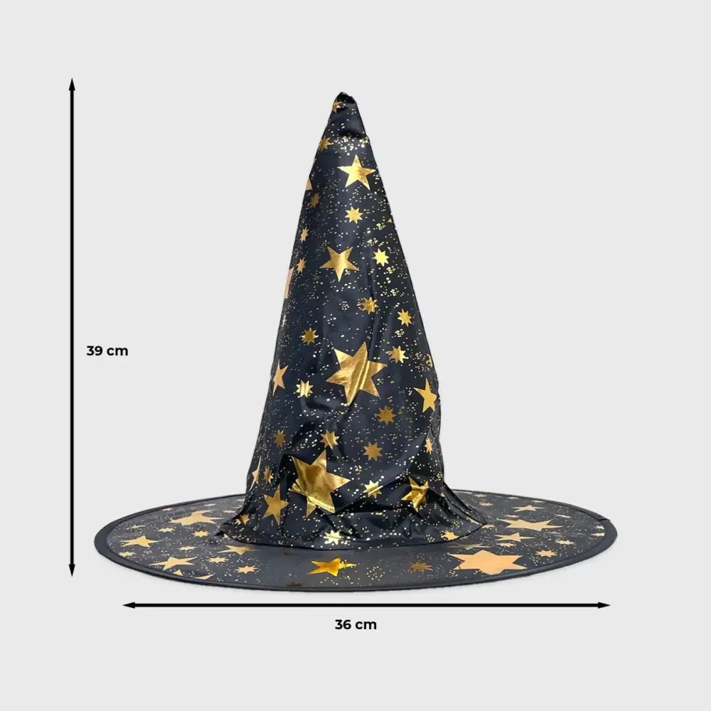 Sombrero de Mago o Bruja Infantil “Hechizo de Estrellas” - Ideal para Disfraces, Halloween y Fiestas Escolares - Negro modatelas 3