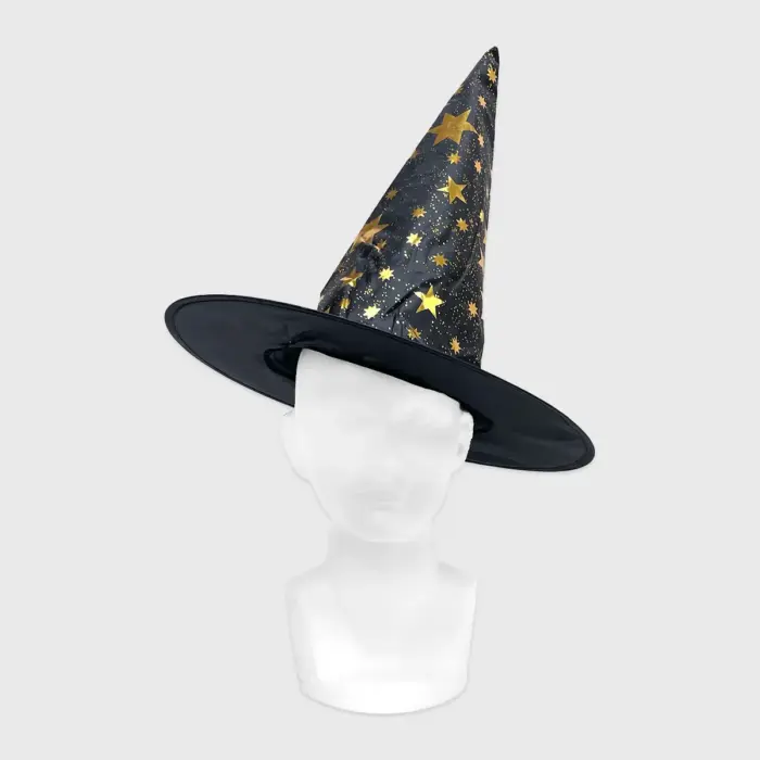 Sombrero de Mago o Bruja Infantil “Hechizo de Estrellas” - Ideal para Disfraces, Halloween y Fiestas Escolares - Negro modatelas