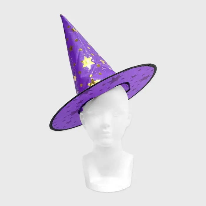 Sombrero de Mago o Bruja Infantil “Hechizo de Estrellas” - Ideal para Disfraces, Halloween y Fiestas Escolares - Morado modatelas