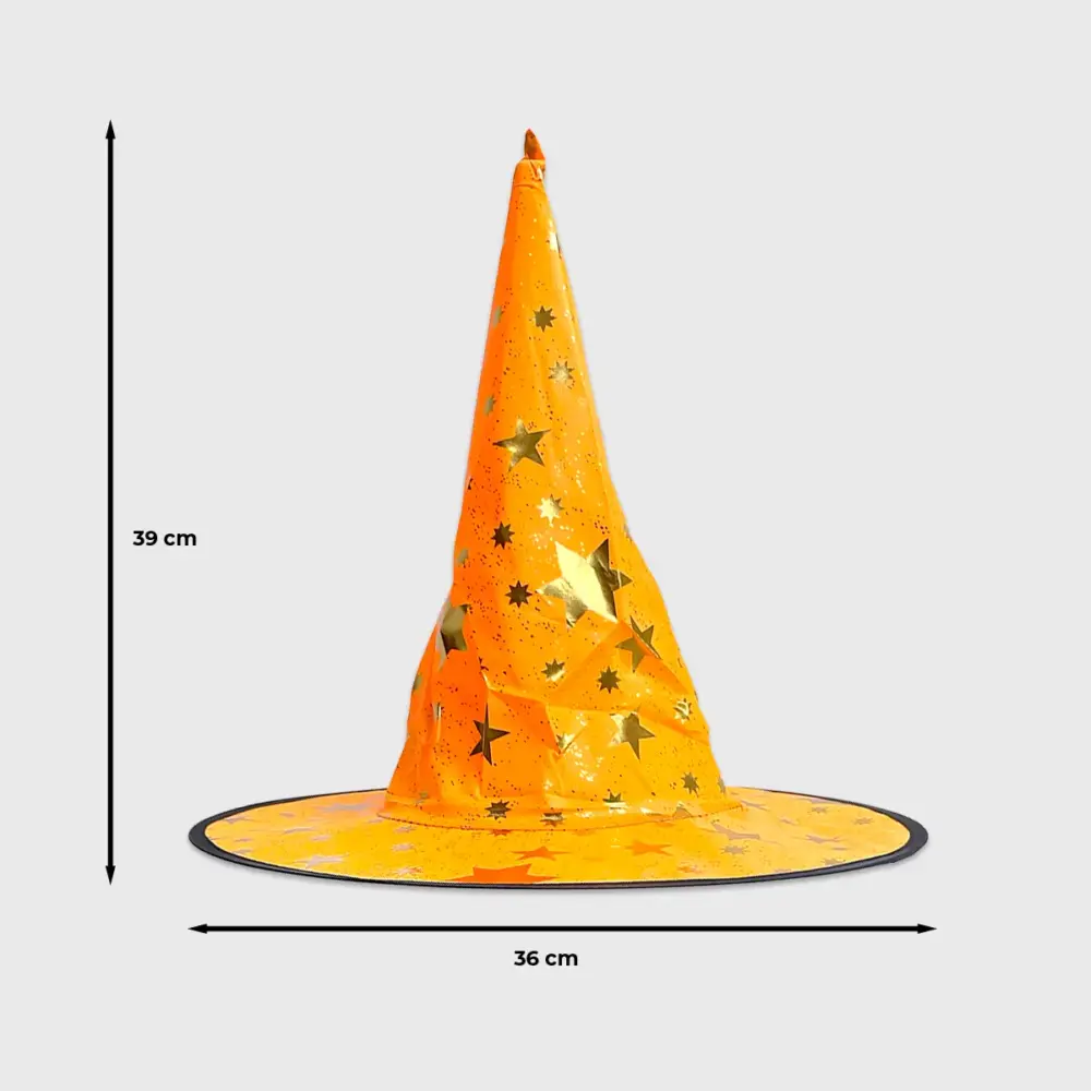 Sombrero de Mago o Bruja Infantil “Hechizo de Estrellas” - Ideal para Disfraces, Halloween y Fiestas Escolares - Anaranjado modatelas 3