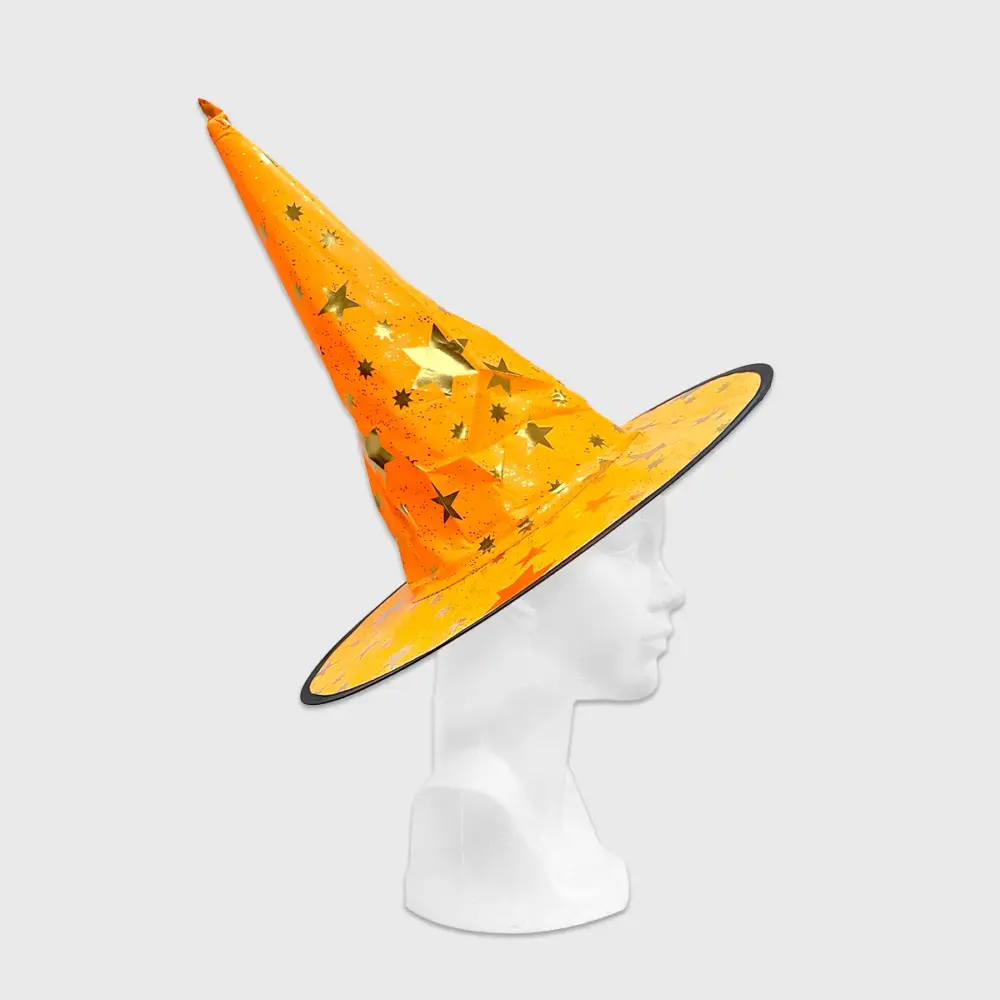 Sombrero de Mago o Bruja Infantil “Hechizo de Estrellas” - Ideal para Disfraces, Halloween y Fiestas Escolares - Anaranjado modatelas 2