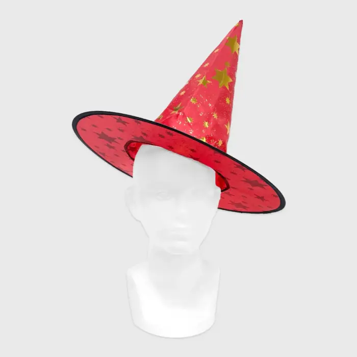 Sombrero de Mago o Bruja Infantil “Hechizo de Estrellas” - Ideal para Disfraces, Halloween y Fiestas Escolares - rojo modatelas