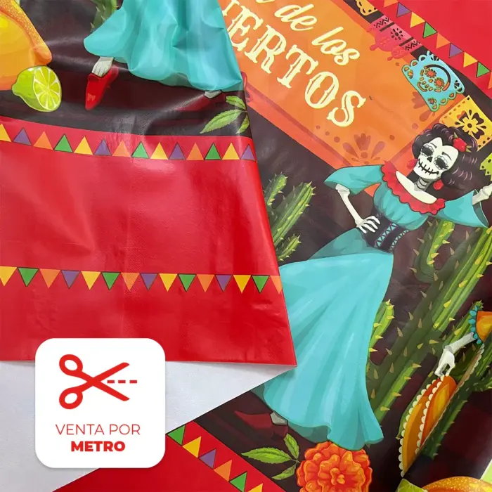 Mantel PVC «Tequila y Catrinas» 140 cm ancho – Precio por Metro modatelas