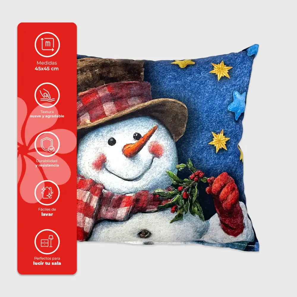 Paquete de 2 Cojines Navideños “Sonrisa de Nieve” 45x45 cm - Perfectos para Decorar tu Sala con el Espíritu Navideño modatelas 2