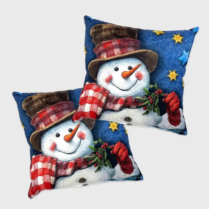 Paquete de 2 Cojines Navideños “Sonrisa de Nieve” 45x45 cm - Perfectos para Decorar tu Sala con el Espíritu Navideño modatelas