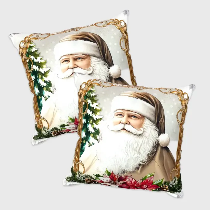 Paquete de 2 Cojines Navideños “Santa Vintage” 45x45 cm – Elegancia y Tradición para tu Hogar en Navidad modatelas