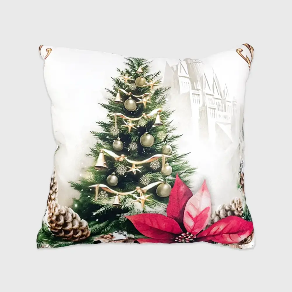 Paquete de 2 Cojines Navideños “Brillo del Árbol” 45x45 cm – Brinda de Paz y Tranquilidad Navideña a tu Hogar modatelas 4