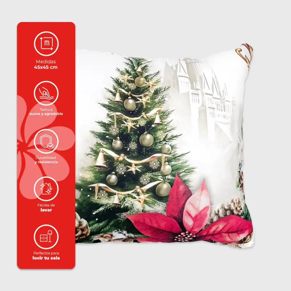Paquete de 2 Cojines Navideños “Brillo del Árbol” 45x45 cm – Brinda de Paz y Tranquilidad Navideña a tu Hogar modatelas 23