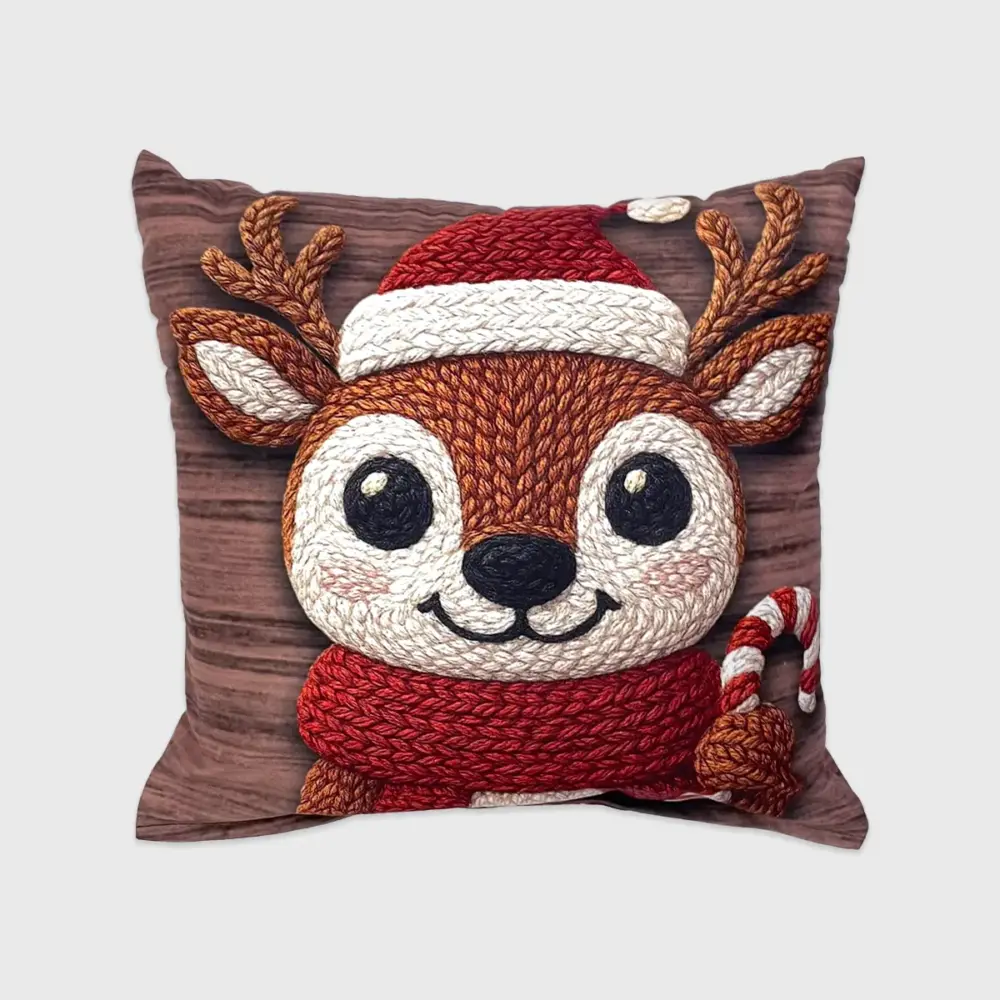 Paquete de 2 Cojines Navideños “Rodolfo el Reno” 45x45 cm, Llena tu Hogar de Alegría y Ternura Navideña - Colección 2025 modatelas 3