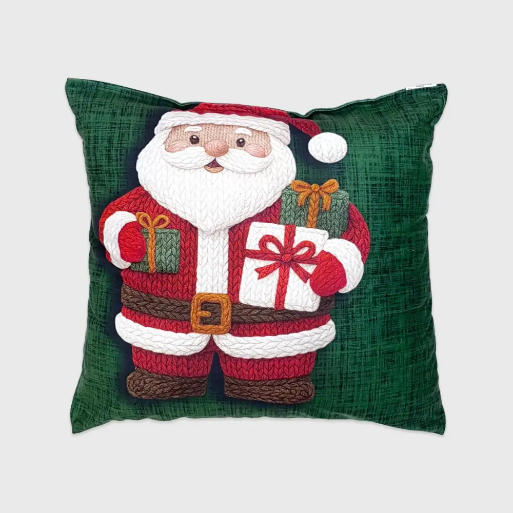 Paquete de 2 Cojines Navideños “Santa Nos Trae Regalos” 45x45 cm, Celebra la Magia de la Navidad en Familia - Colección 2025 modatelas 3