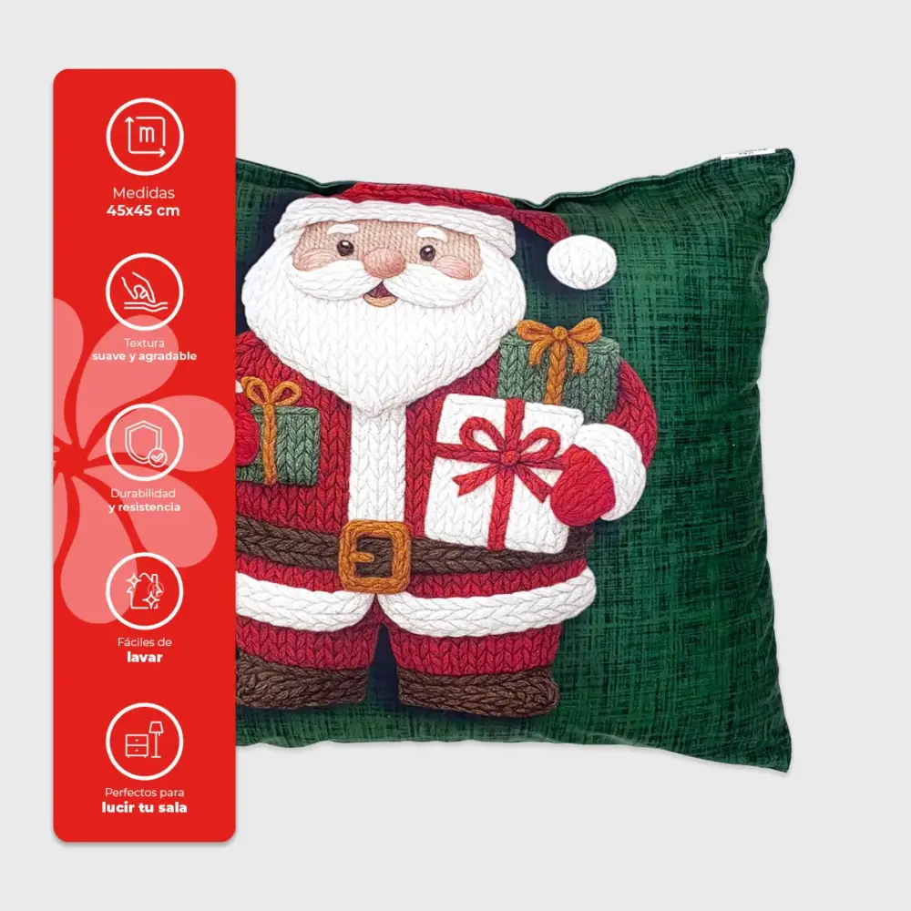 Paquete de 2 Cojines Navideños “Santa Nos Trae Regalos” 45x45 cm, Celebra la Magia de la Navidad en Familia - Colección 2025 modatelas 2
