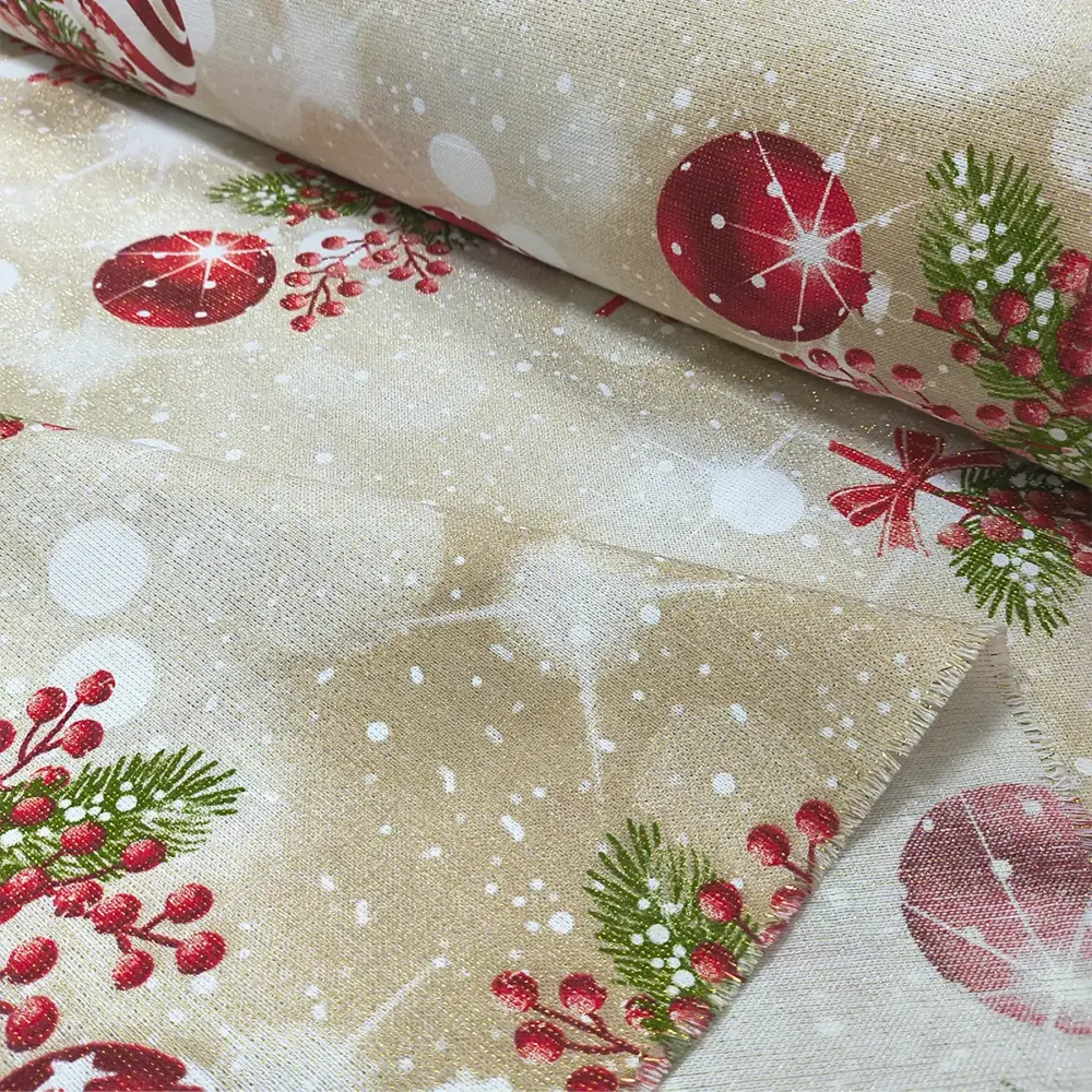 Tela Loneta Navideña "Esferas de Nochebuena" rollo Modatelas