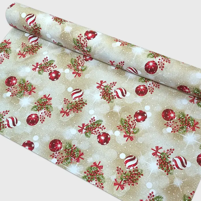 Tela Loneta Navideña "Esferas de Nochebuena" rollo Modatelas