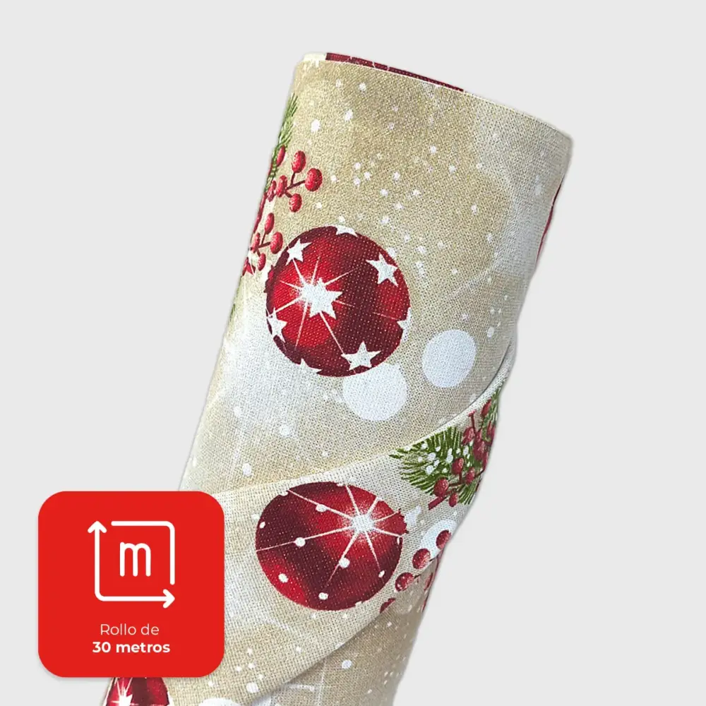 Tela Loneta Navideña "Esferas de Nochebuena" rollo Modatelas