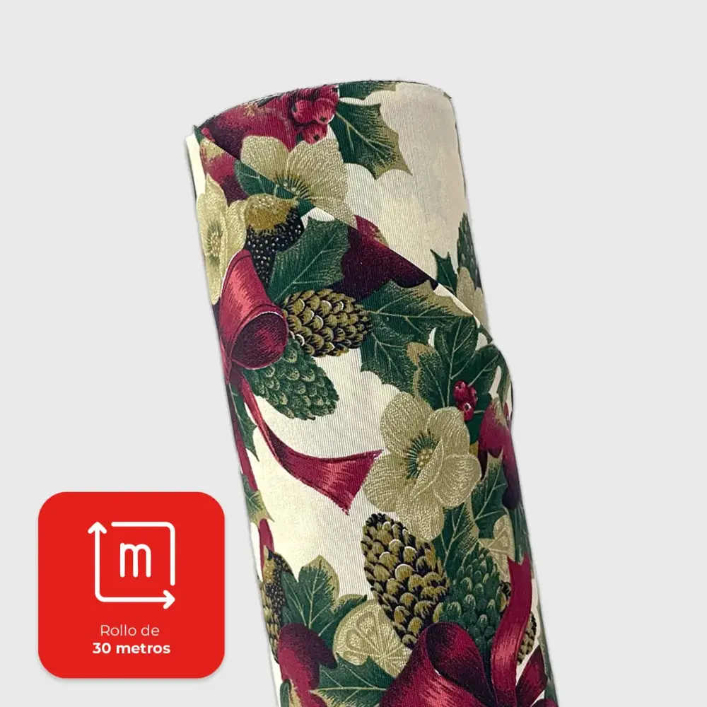 Tela Loneta Navideña "Corona de Invierno" Rollo Modatelas