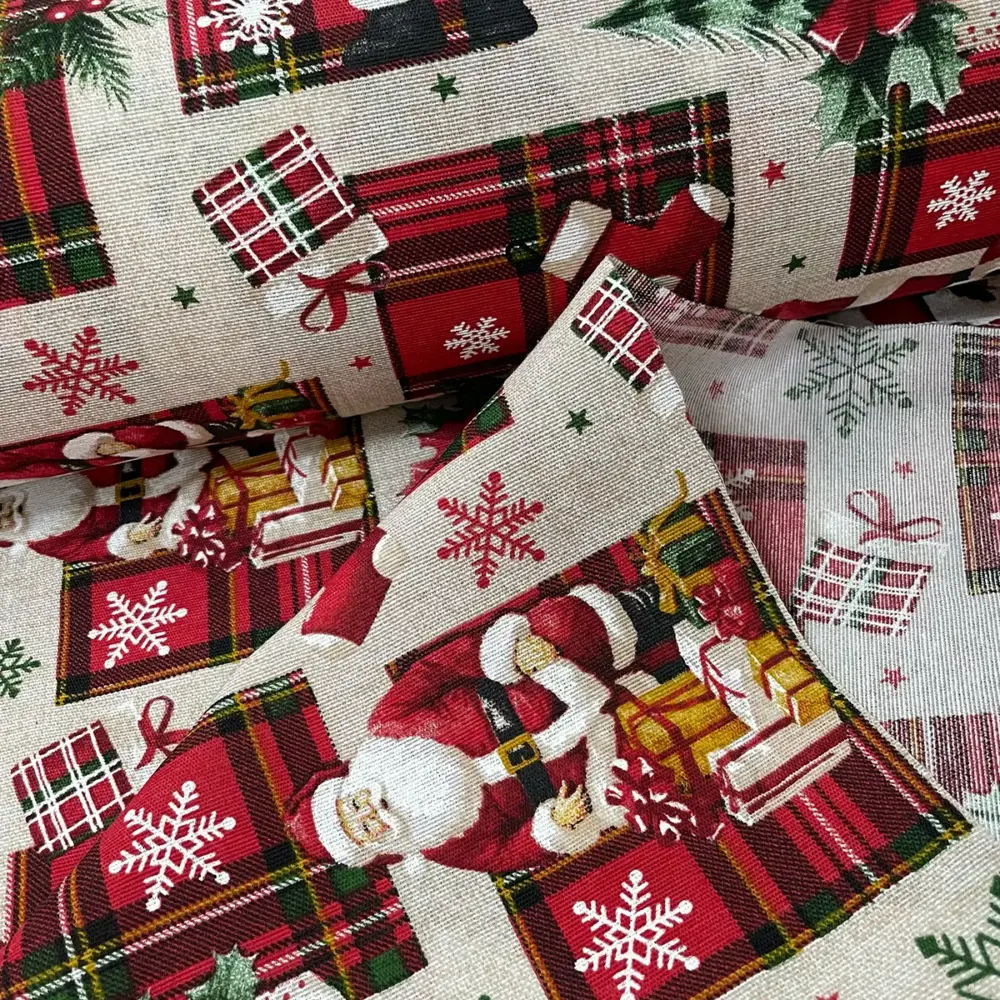 Tela Loneta Navideña "El Taller de Papá Noel" Rollo- Modatelas
