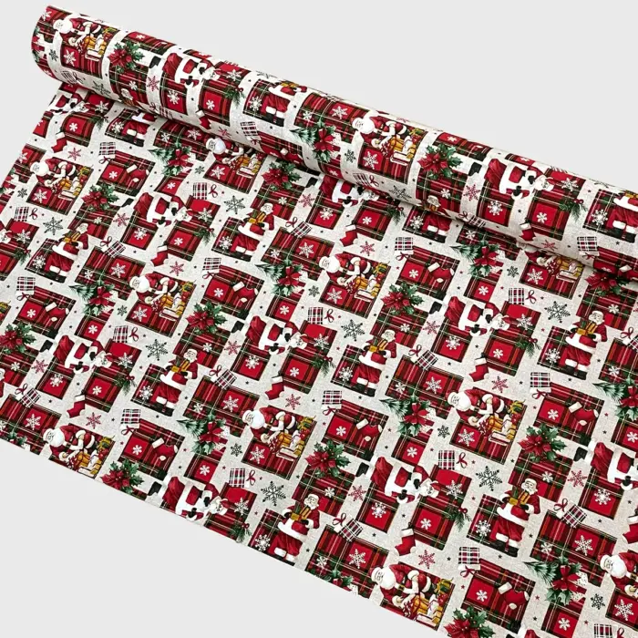Tela Loneta Navideña "El Taller de Papá Noel" Rollo- Modatelas