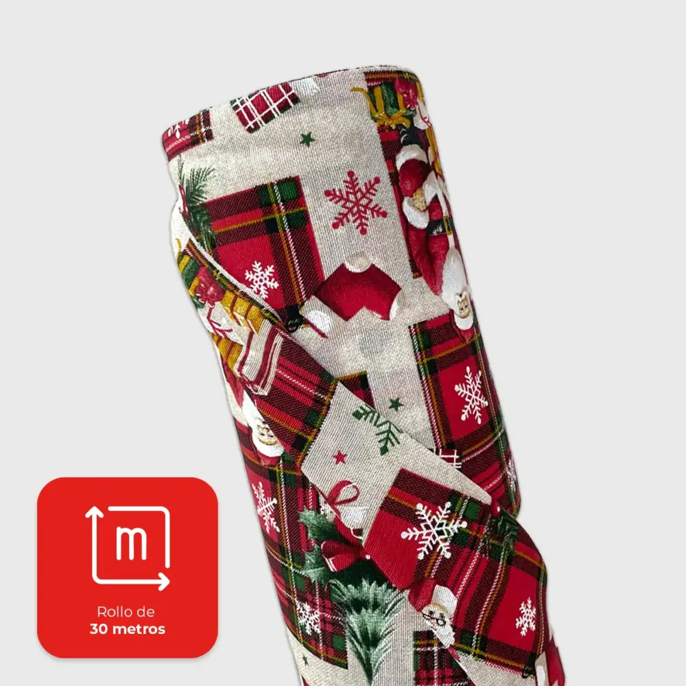Tela Loneta Navideña "El Taller de Papá Noel" Rollo- Modatelas