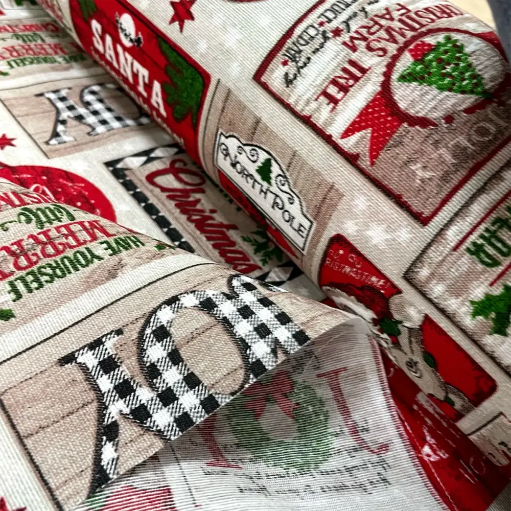 Tela Loneta Navideña "Postales de Diciembre" Rollo Modatelas