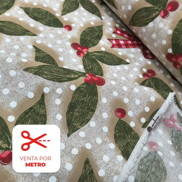 Tela Loneta Navideña "Brillo de Papá Noel" Metro- Modatelas