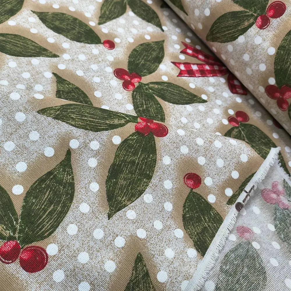 Tela Loneta Navideña "Brillo de Papá Noel" rollo Modatelas