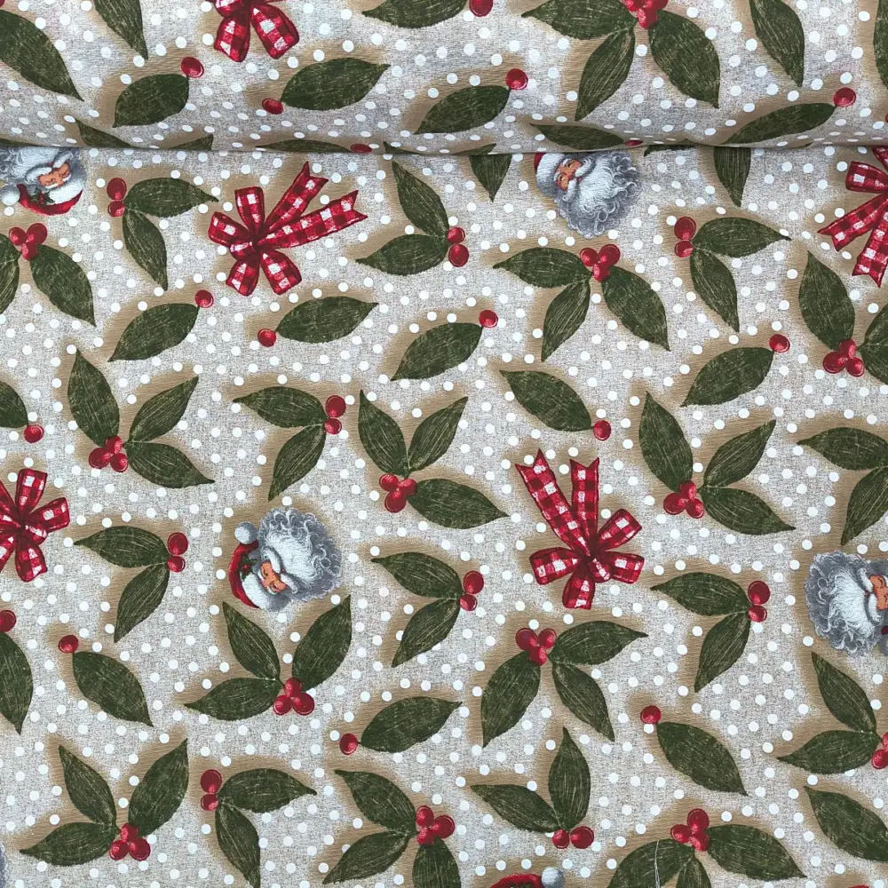Tela Loneta Navideña "Brillo de Papá Noel" rollo Modatelas