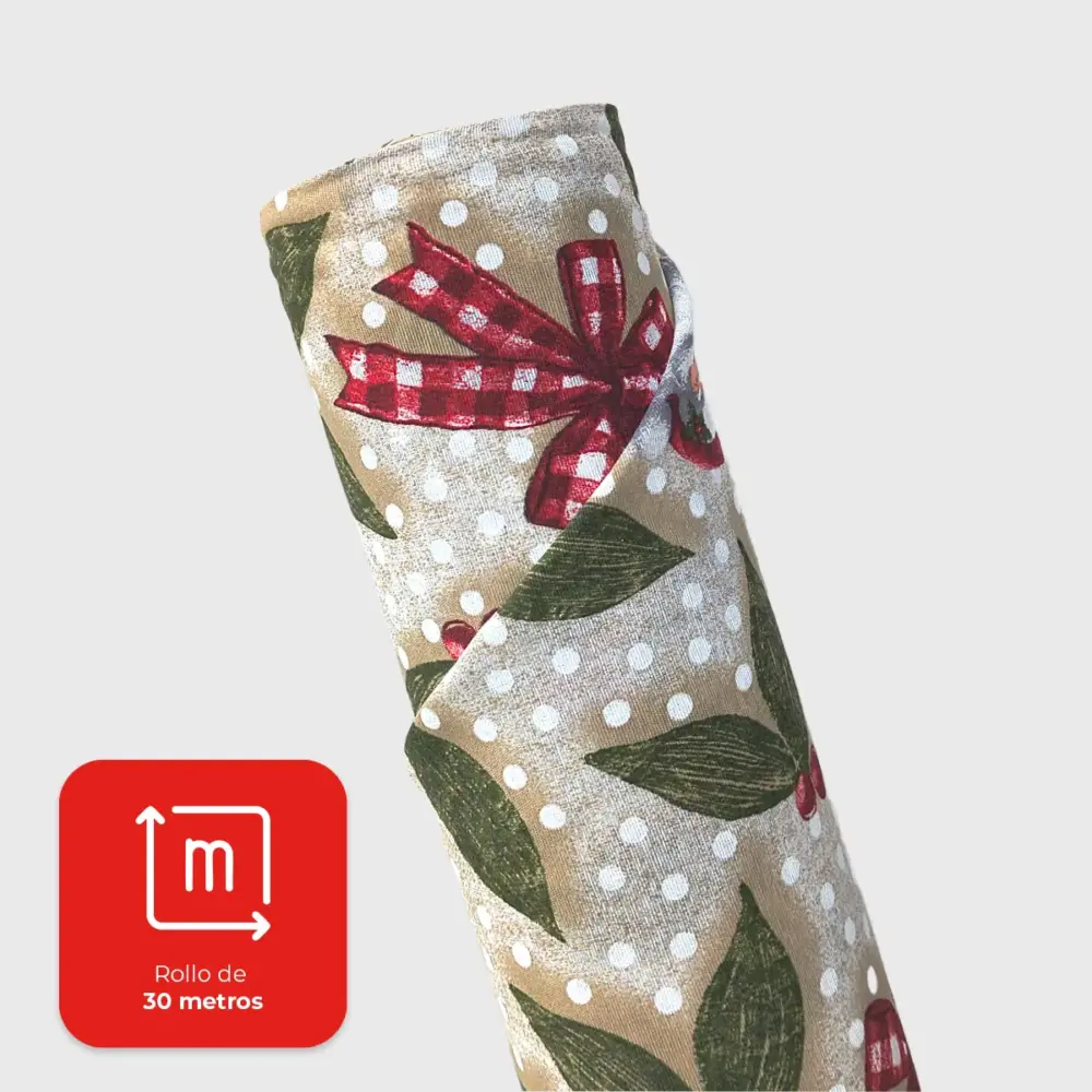 Tela Loneta Navideña "Brillo de Papá Noel" rollo Modatelas