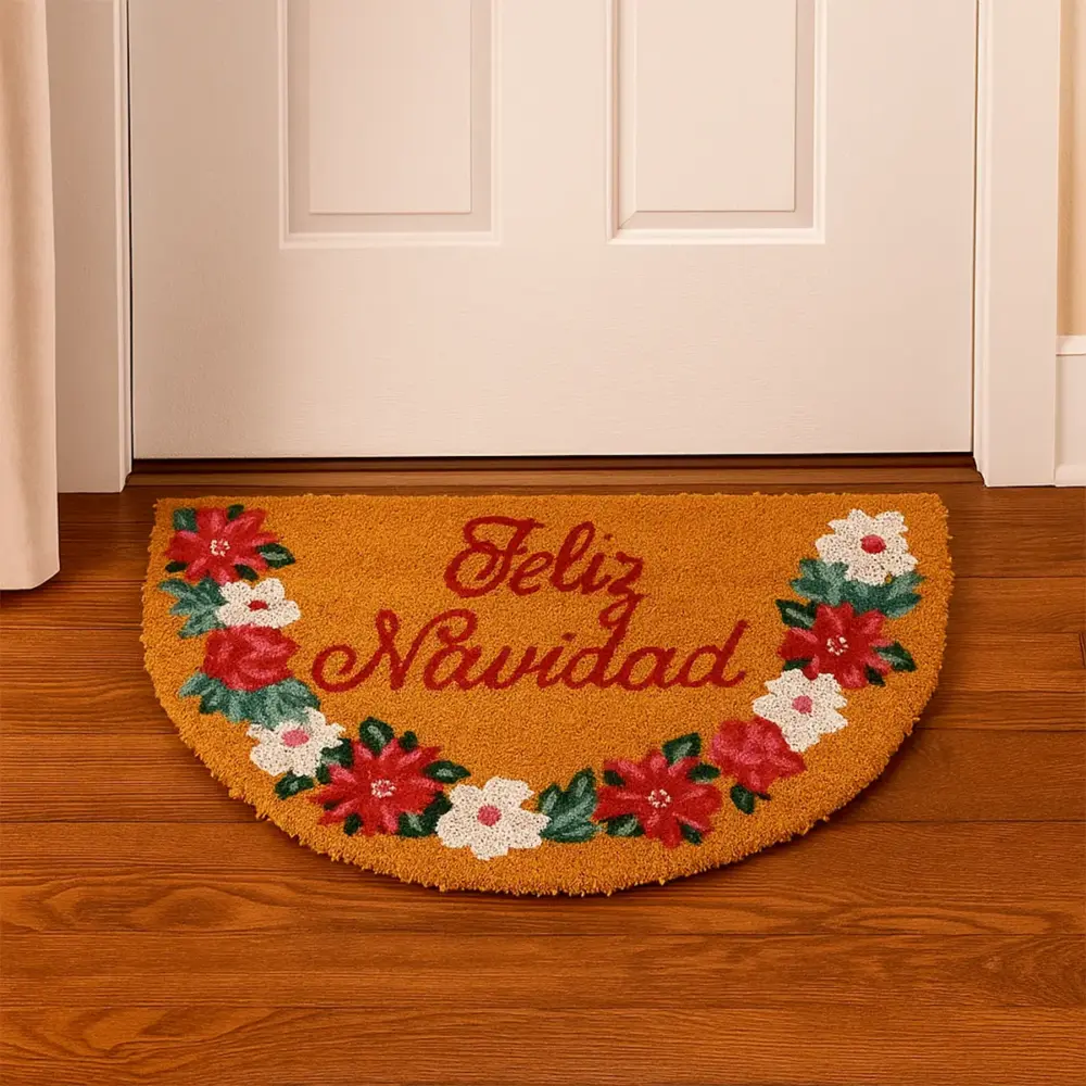 Tapete Navideño de Fibra de Coco “Feliz Navidad” 40x60 cm – Decoración Semicircular para Entrada del Hogar modatelas 3
