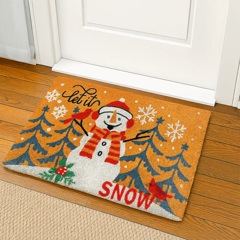 Tapete Navideño Fibra de Coco Muñeco de Nieve "Let it Snow" 40x60 cm - Perfecto para Lucir el Espíritu Navideño en el Hogar Modatelas 2