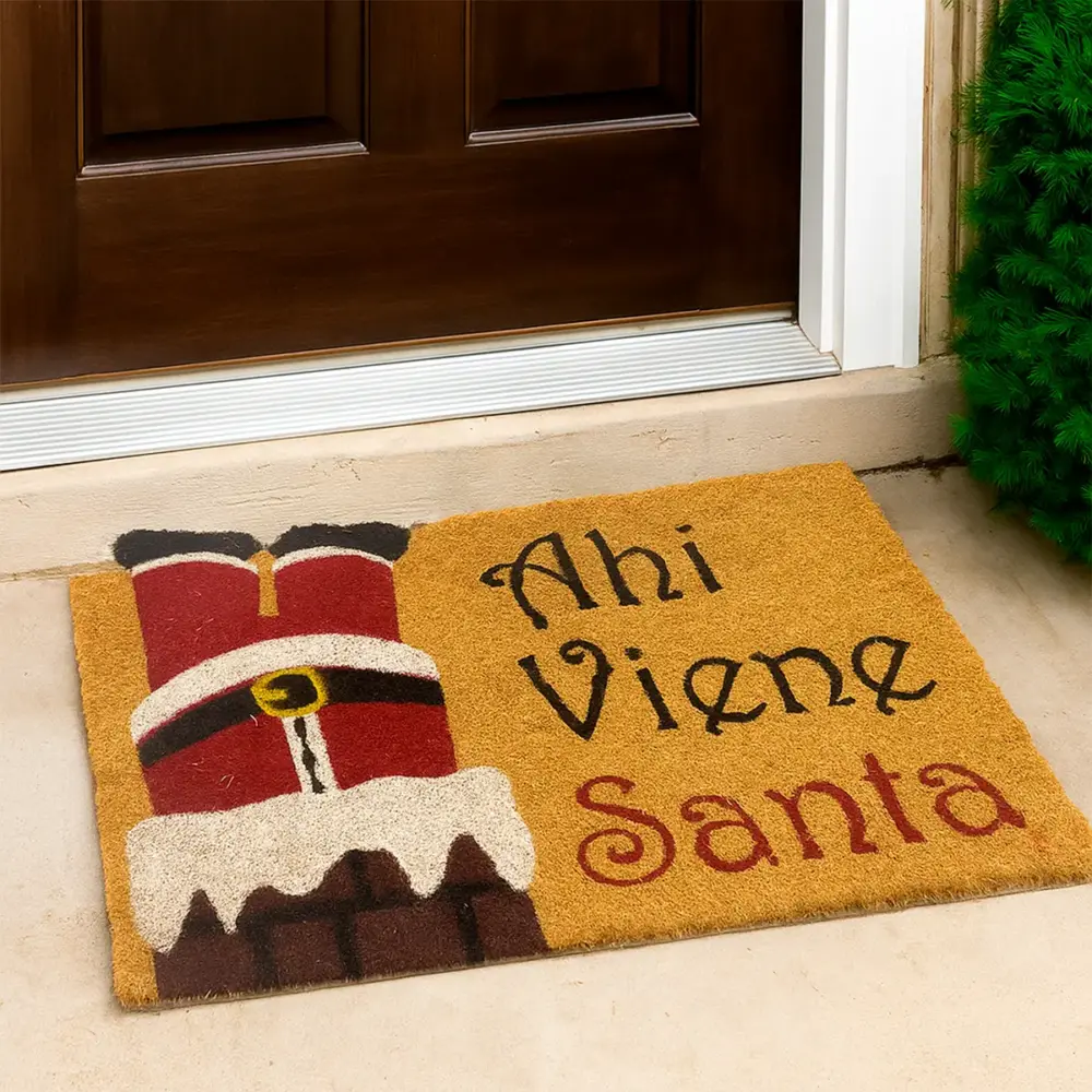 Tapete Navideño de Fibra de Coco “Ahí Viene Santa” 40x60 cm – Ideal para la Entrada del Hogar modatelas 3